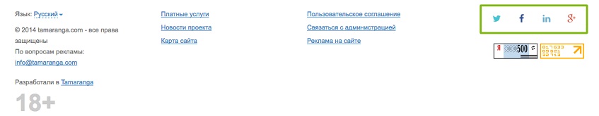 Социальные сети в футере