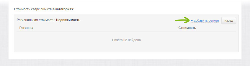 Добавление региональной стоимости к категории