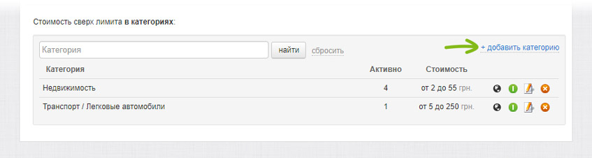 Добавление стоимость сверх лимита в категорию