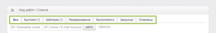 Фильтрация заказов по статусу