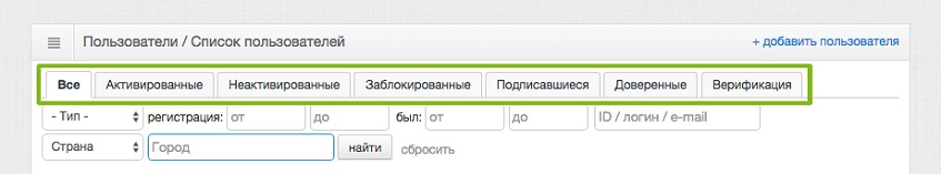 Фильтрация пользователей по статусу