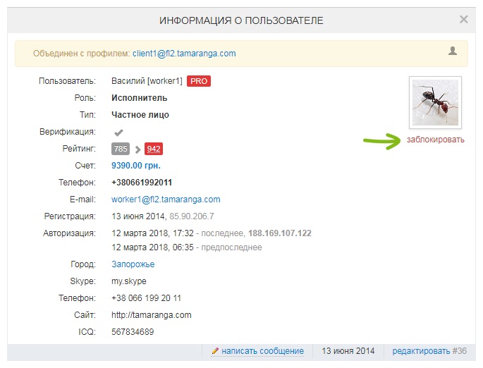 Информация о пользователе